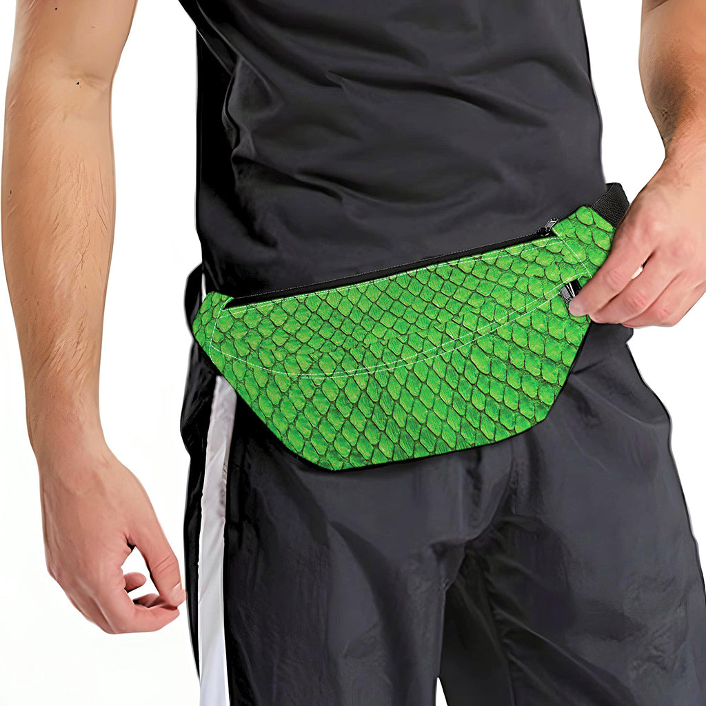 Green Python Snakeskin Print Fanny Pack