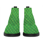 Green Python Snakeskin Print Flat Ankle Boots