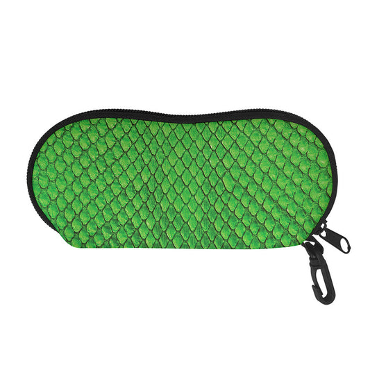 Green Python Snakeskin Print Glasses Case