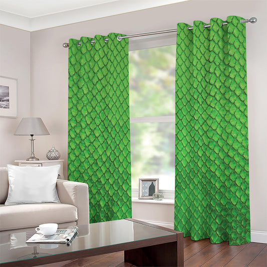 Green Python Snakeskin Print Grommet Curtains