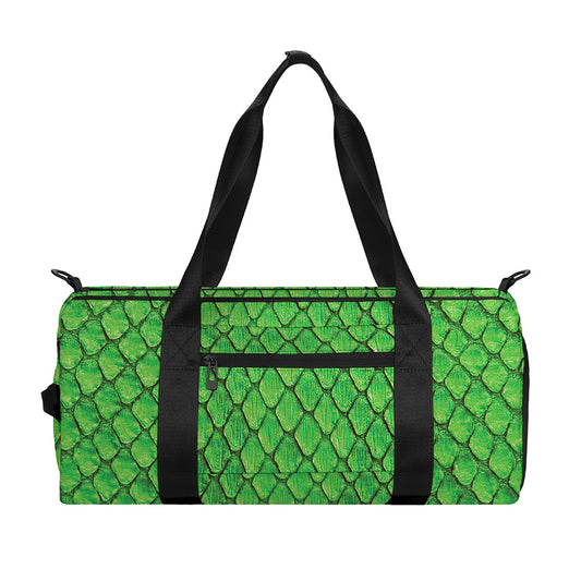 Green Python Snakeskin Print Gym Bag