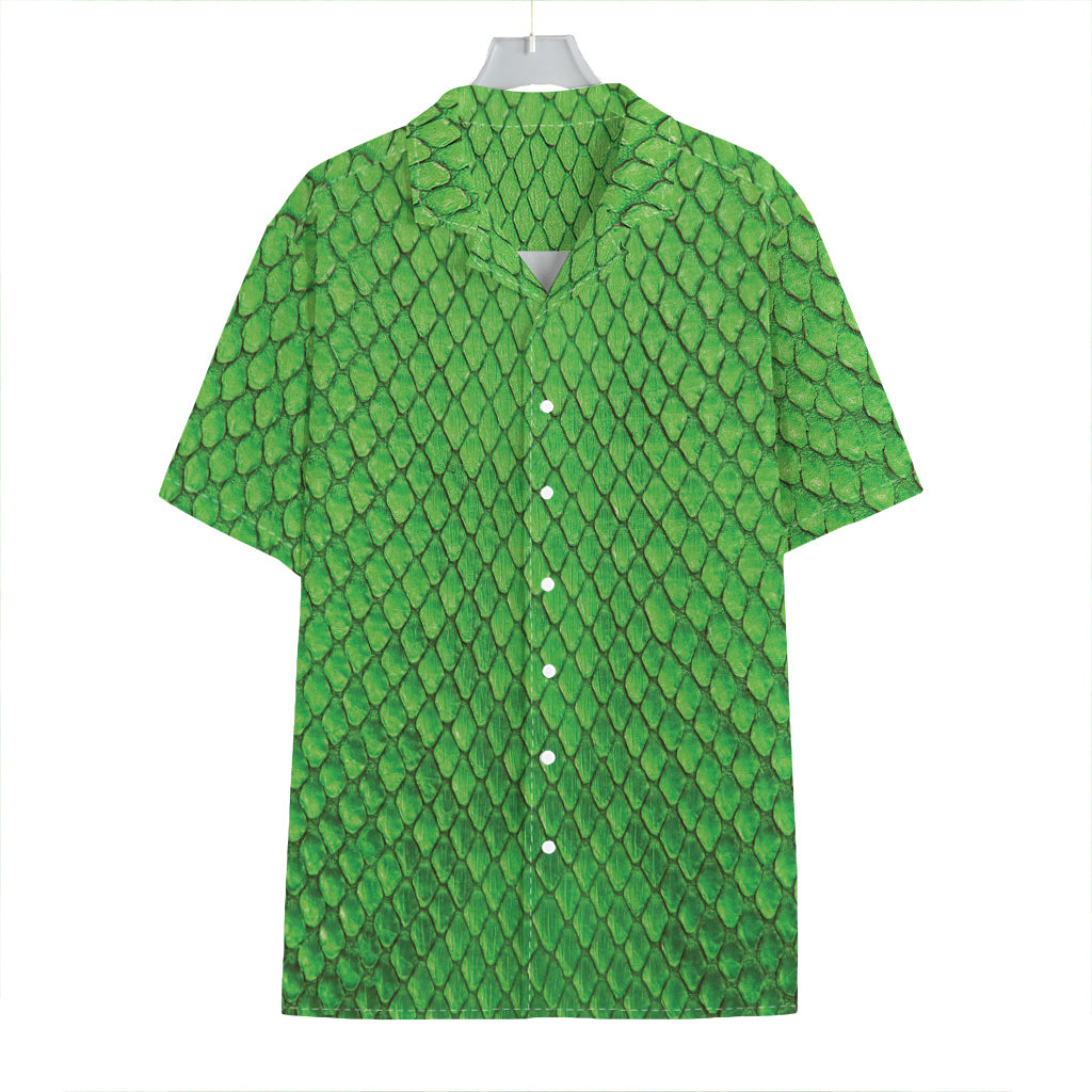Green Python Snakeskin Print Hawaiian Shirt
