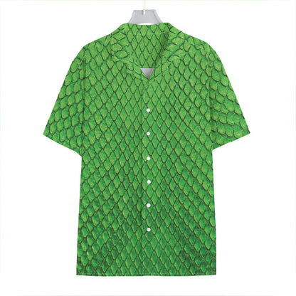 Green Python Snakeskin Print Hawaiian Shirt