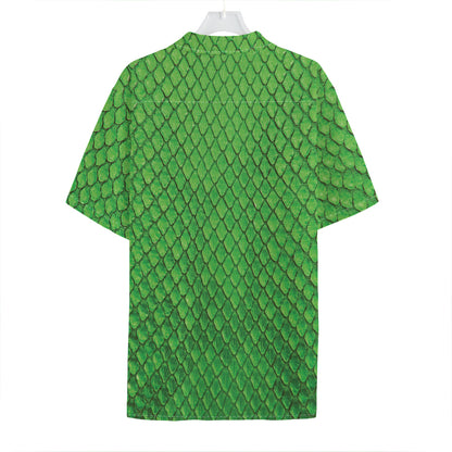 Green Python Snakeskin Print Hawaiian Shirt