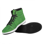 Green Python Snakeskin Print High Top Leather Sneakers