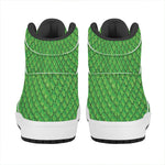 Green Python Snakeskin Print High Top Leather Sneakers