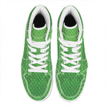 Green Python Snakeskin Print High Top Leather Sneakers