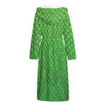 Green Python Snakeskin Print Hooded Bathrobe