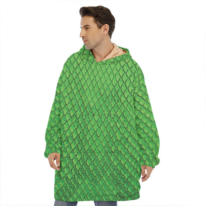 Green Python Snakeskin Print Hoodie Blanket