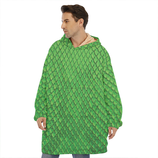 Green Python Snakeskin Print Hoodie Blanket