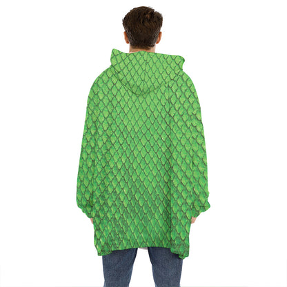 Green Python Snakeskin Print Hoodie Blanket