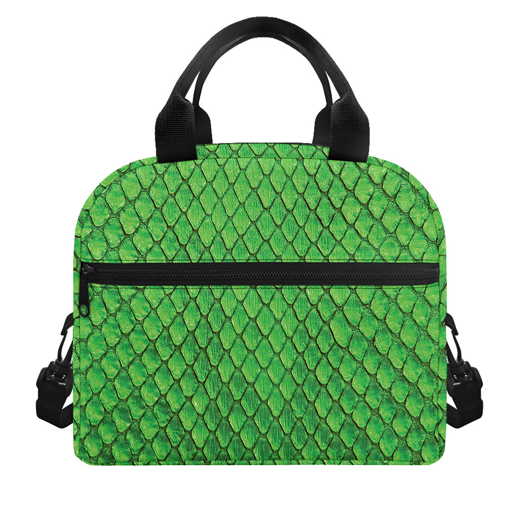 Green Python Snakeskin Print Insulated Lunch Bag