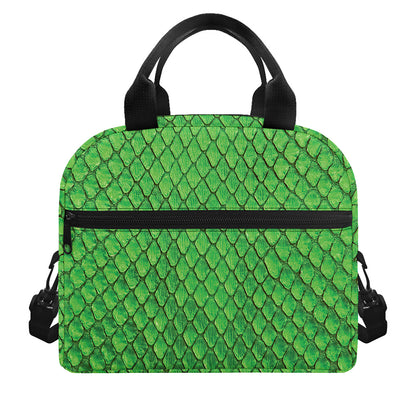 Green Python Snakeskin Print Insulated Lunch Bag