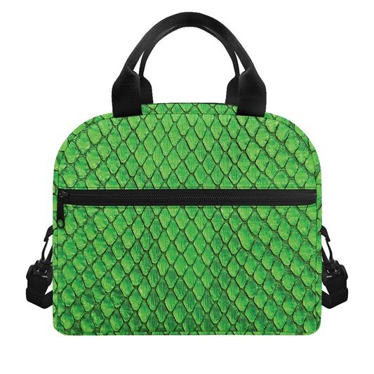 Green Python Snakeskin Print Insulated Lunch Bag