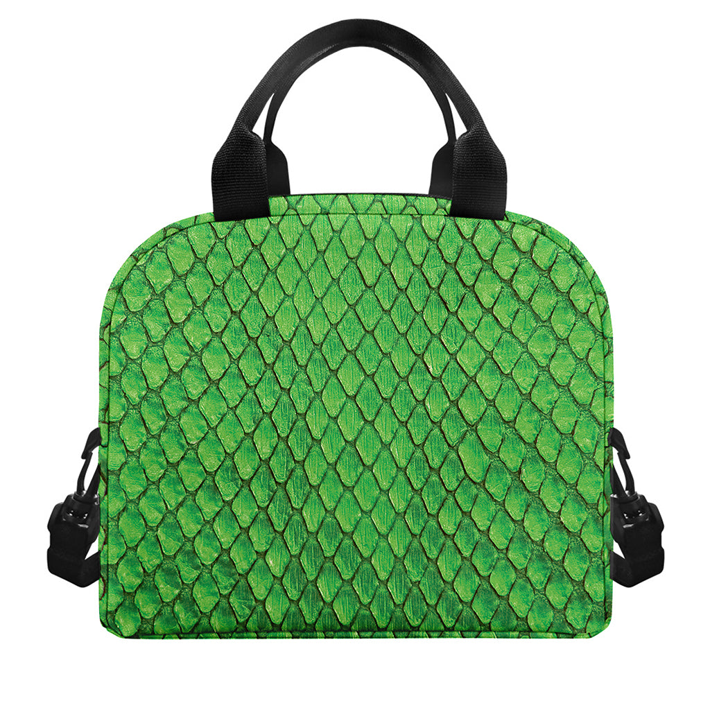 Green Python Snakeskin Print Insulated Lunch Bag