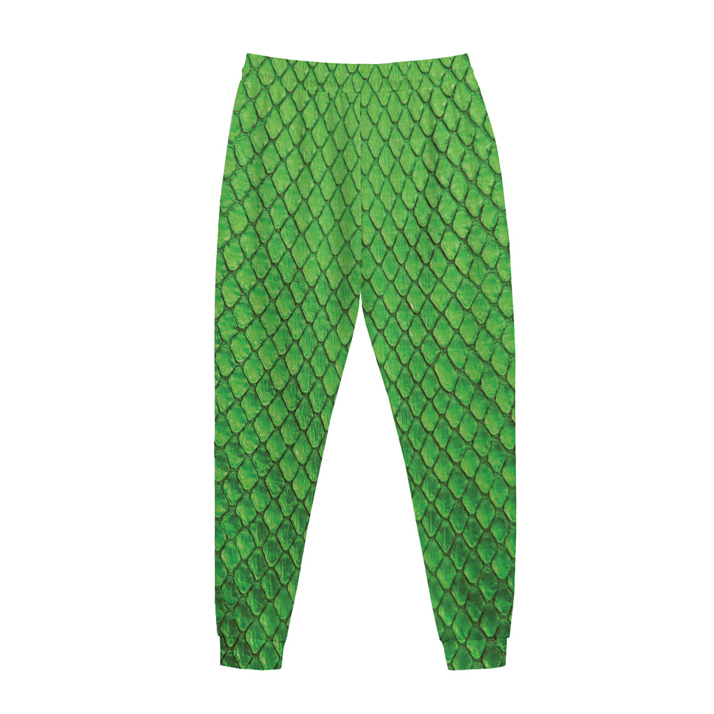 Green Python Snakeskin Print Jogger Pants
