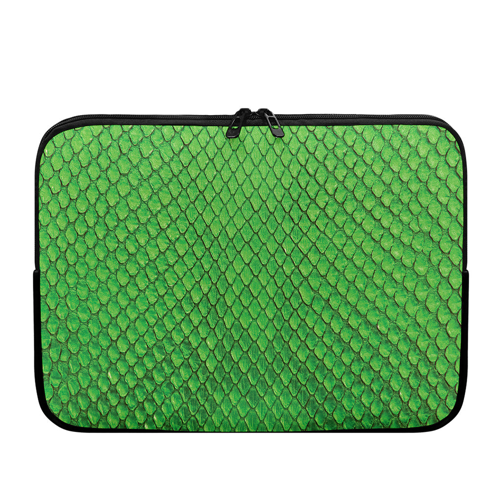 Green Python Snakeskin Print Laptop Sleeve