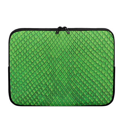 Green Python Snakeskin Print Laptop Sleeve