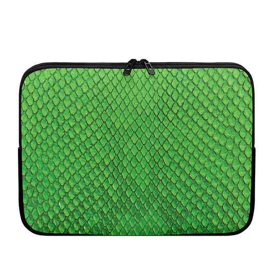 Green Python Snakeskin Print Laptop Sleeve