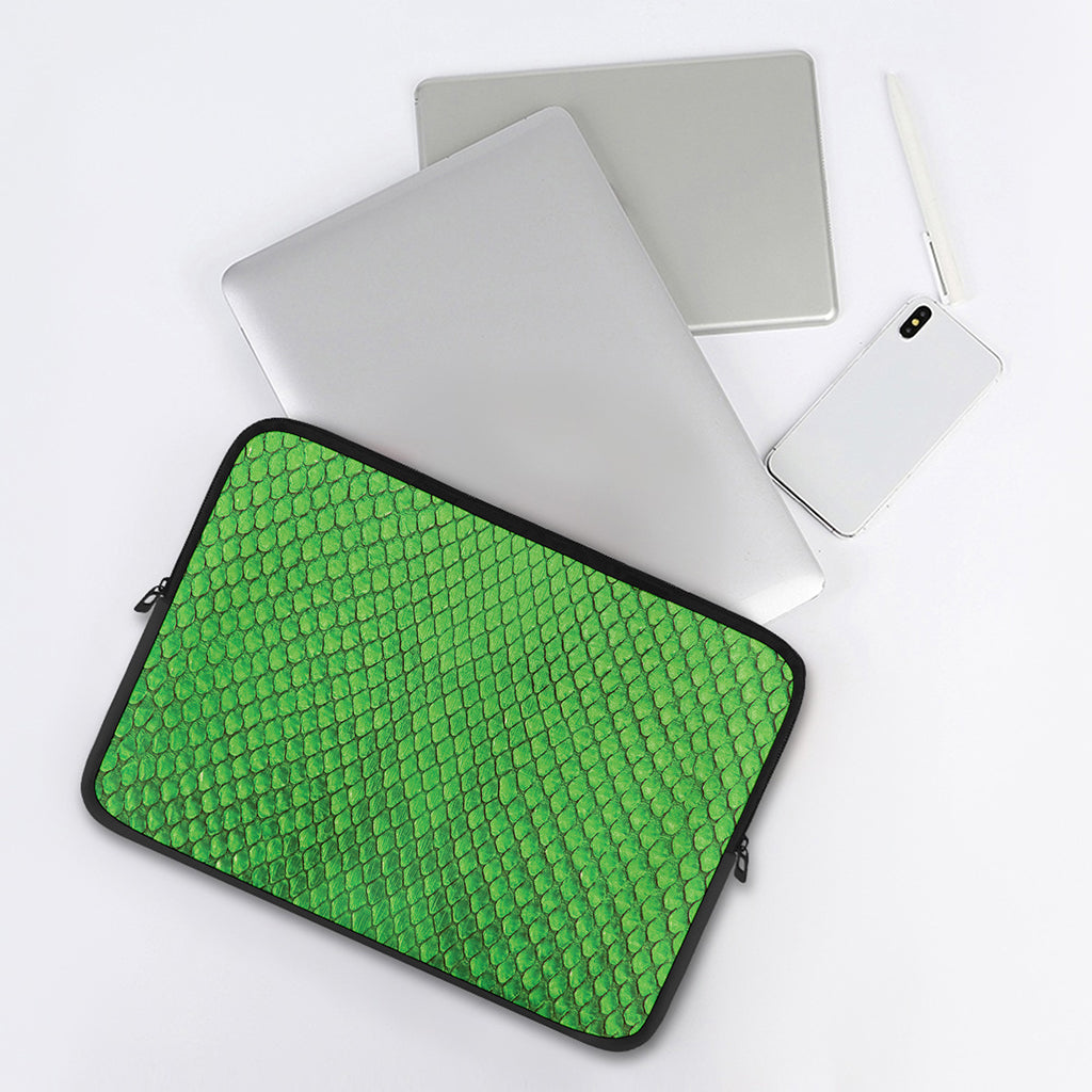 Green Python Snakeskin Print Laptop Sleeve