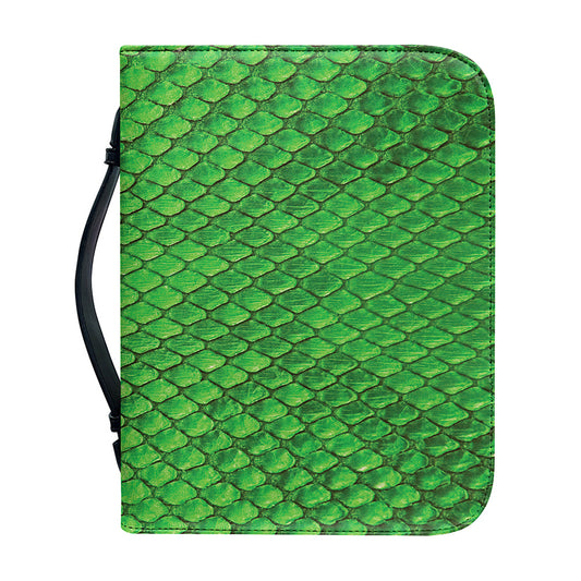 Green Python Snakeskin Print Leather Bible Cover