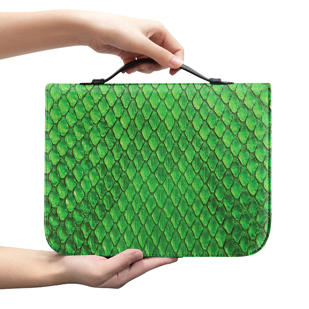 Green Python Snakeskin Print Leather Bible Cover