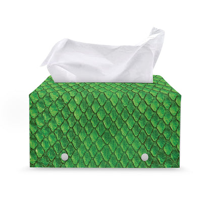 Green Python Snakeskin Print Leather Tissue Box Cover