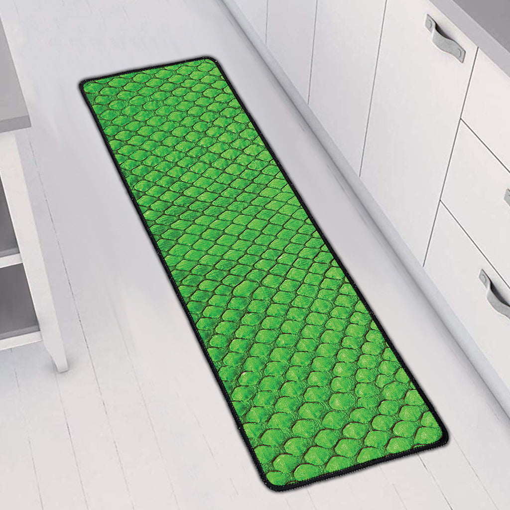 Green Python Snakeskin Print Long Kitchen Mat