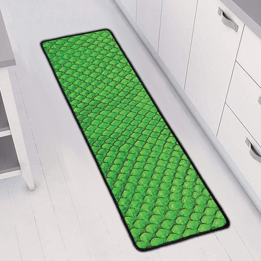 Green Python Snakeskin Print Long Kitchen Mat