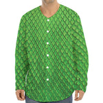 Green Python Snakeskin Print Long Sleeve Baseball Jersey