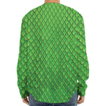 Green Python Snakeskin Print Long Sleeve Baseball Jersey