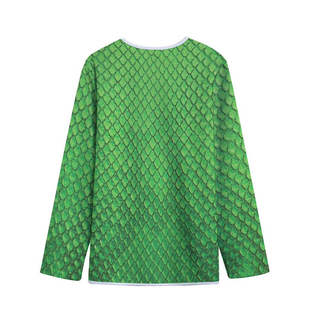 Green Python Snakeskin Print Long Sleeve Short Coat