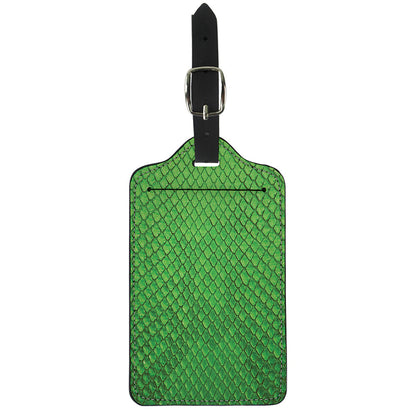 Green Python Snakeskin Print Luggage Tag