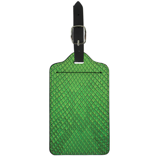 Green Python Snakeskin Print Luggage Tag