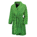 Green Python Snakeskin Print Men's Bathrobe