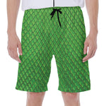 Green Python Snakeskin Print Men's Beach Shorts