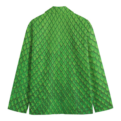 Green Python Snakeskin Print Men's Blazer
