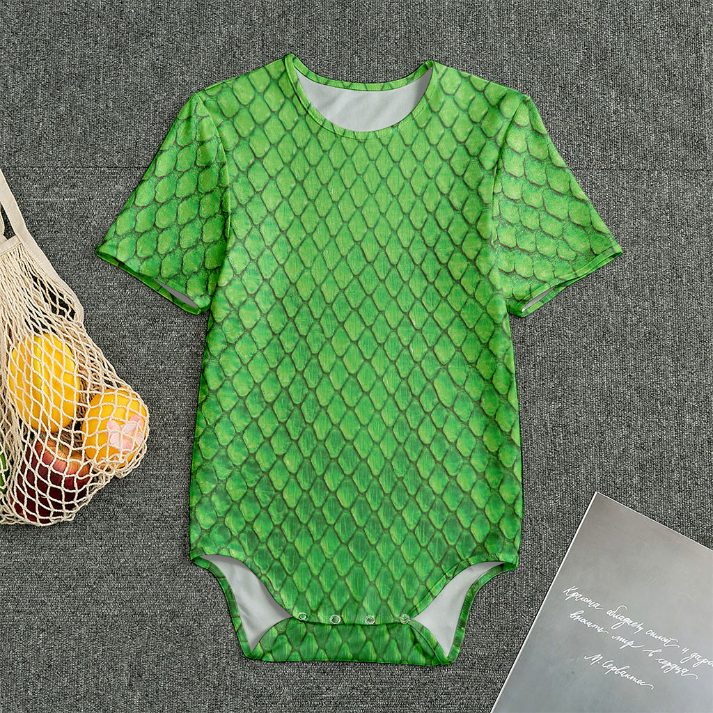 Green Python Snakeskin Print Men's Bodysuit