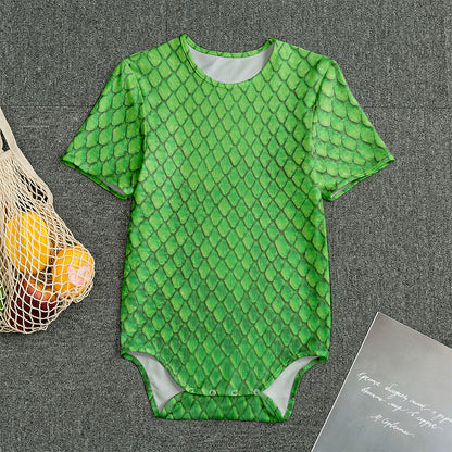 Green Python Snakeskin Print Men's Bodysuit