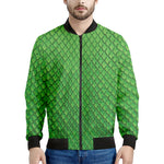 Green Python Snakeskin Print Men's Bomber Jacket