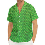 Green Python Snakeskin Print Men's Deep V-Neck Shirt