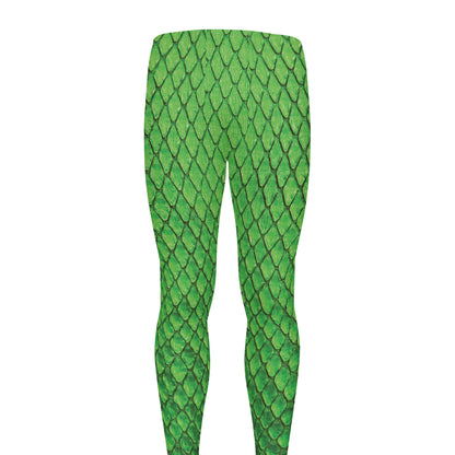 Green Python Snakeskin Print Men's leggings