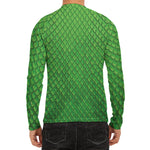 Green Python Snakeskin Print Men's Long Sleeve Rash Guard