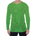 Green Python Snakeskin Print Men's Long Sleeve T-Shirt