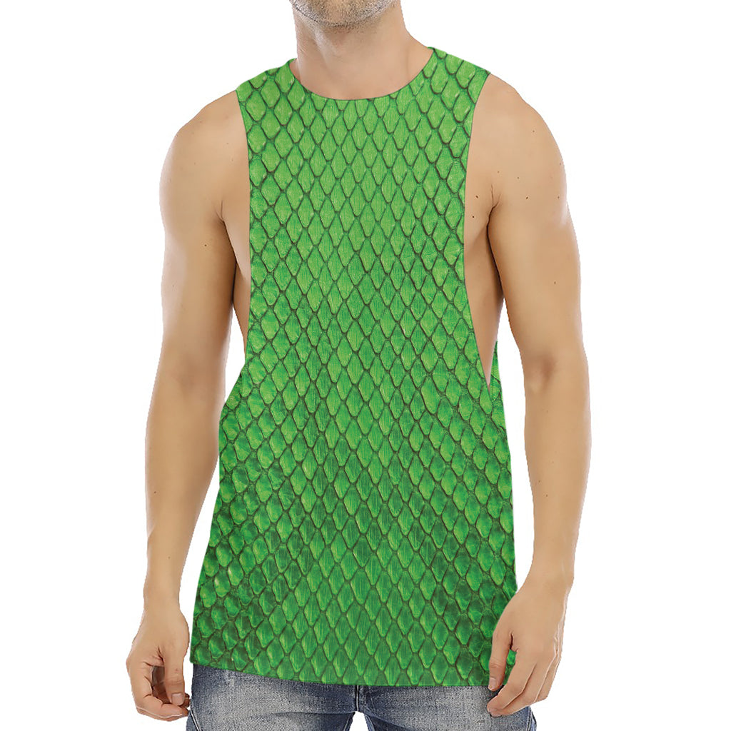 Green Python Snakeskin Print Men's Muscle Tank Top