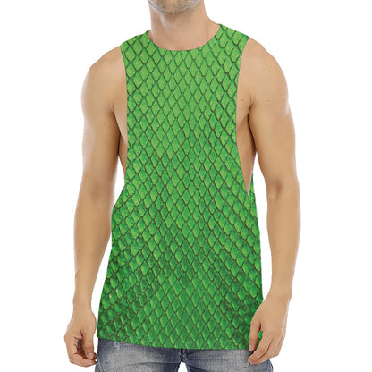 Green Python Snakeskin Print Men's Muscle Tank Top