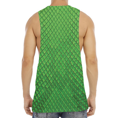 Green Python Snakeskin Print Men's Muscle Tank Top
