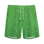 Green Python Snakeskin Print Men's Sports Shorts