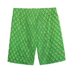 Green Python Snakeskin Print Men's Sports Shorts