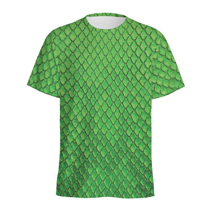 Green Python Snakeskin Print Men's Sports T-Shirt